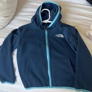 The North Face Kids Navy and Teal Fleece Hoodie 3T